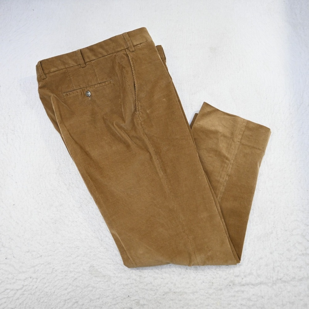 Hiltl Corduroy Pants Brown ZE200‎ Stretch Dayne-So Flat Front Mens 35 x 29
